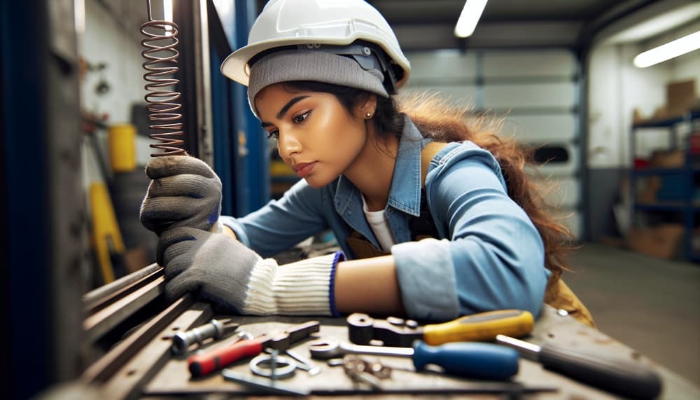 Expert garage door technician at work